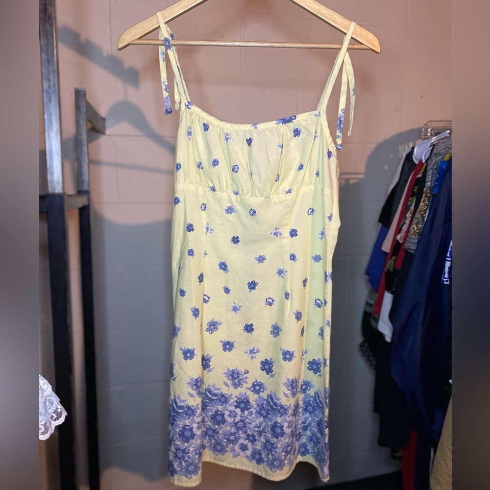 Heart Soul Vintage Pale Yellow & Blue Sun Dress